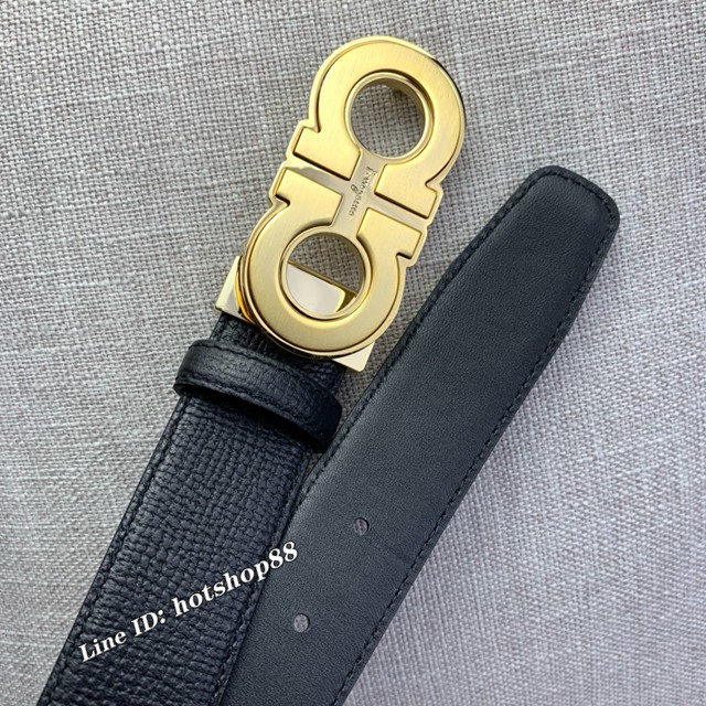 菲拉格慕專櫃款男士皮帶 Ferragamo雙面牛皮紋理腰帶  jjp2810